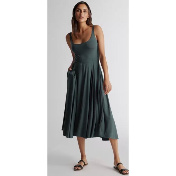Quince Dresses & Skirts - Quince Tencel Jersey Fit & Flare Dress Dark Olive-sz Medium